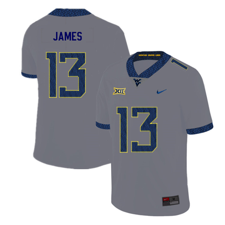 NCAA Men's Sam James West Virginia Mountaineers Gray #13 Nike Stitched Football College 2019 Authentic Jersey WZ23J86XO